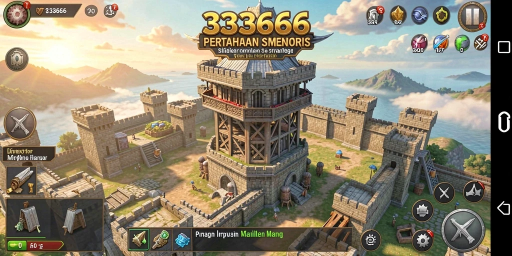Tampilan gameplay strategis dari 333666 dalam aksi Tower Defense.