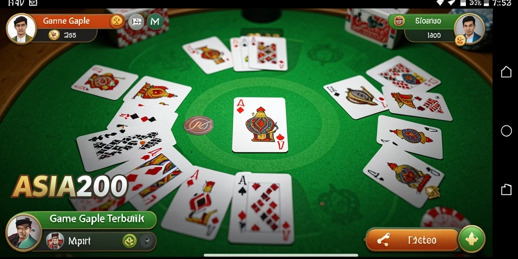 Tampilan seru dari gameplay Gaple di ASIA200.