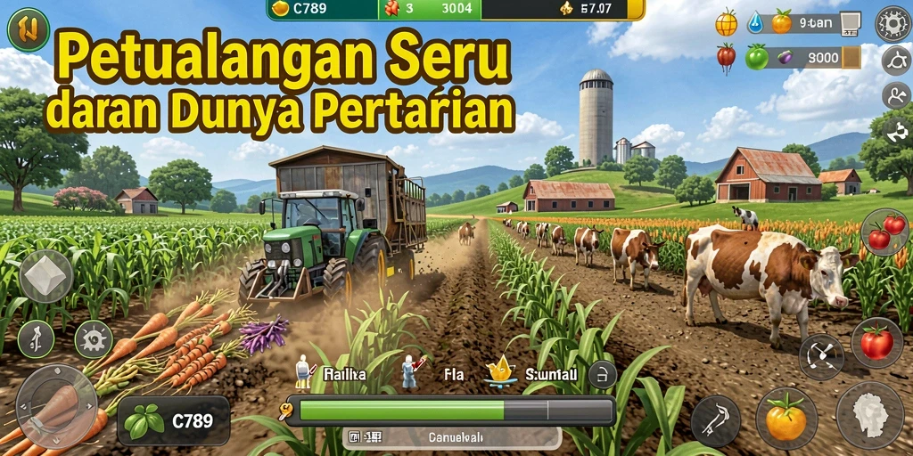 Gameplay menarik dalam C789 dengan aktivitas bertani yang seru.