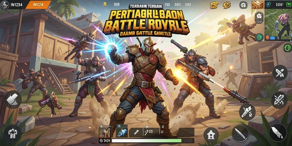 Tangkapan layar IN1234 menunjukkan aksi Battle Royale yang seru.