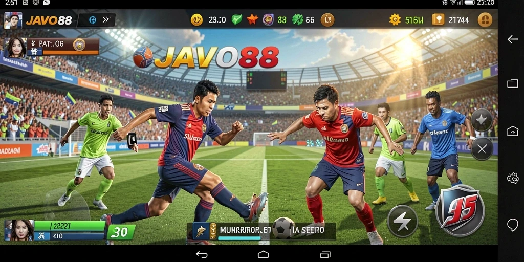 Screenshot dari gameplay JAVO88 yang menampilkan aksi olahraga seru.