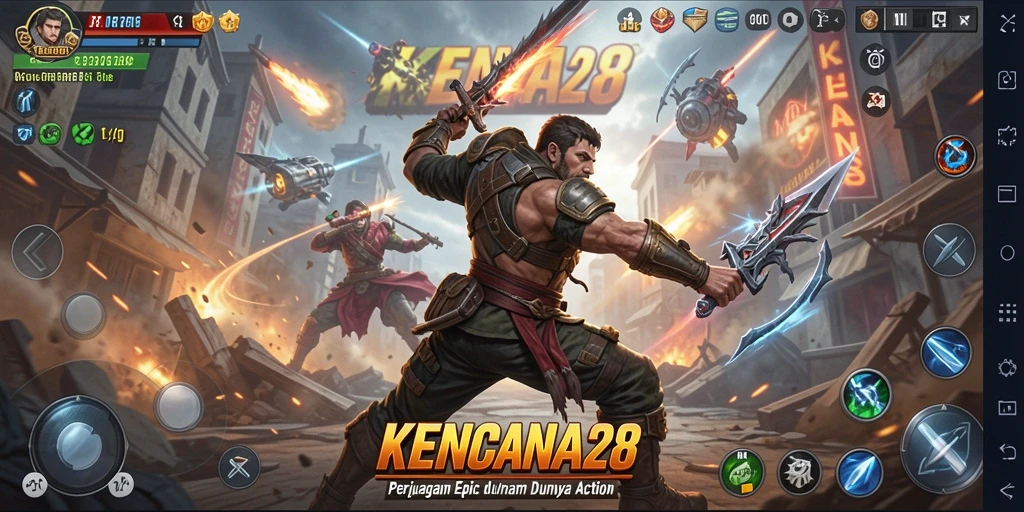 Tangkapan layar gameplay KENCANA28 yang penuh aksi mendebarkan.