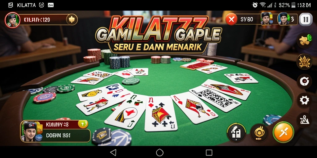 Tampilan gameplay KILAT77 yang menarik dan penuh aksi Gaple.
