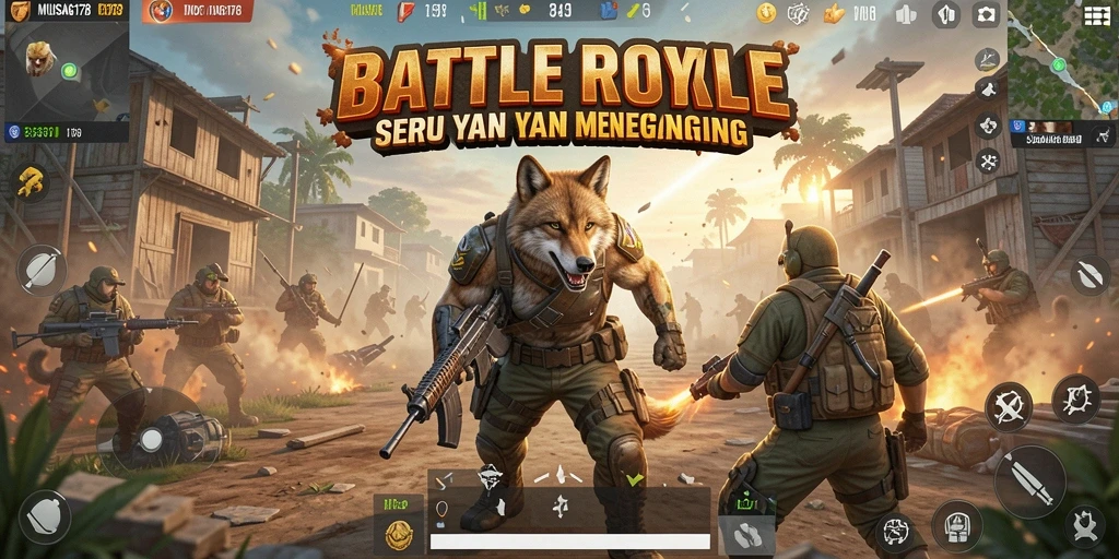 Screenshot <strong>MUSANG178</strong> menampilkan aksi intens dalam permainan Battle Royale.