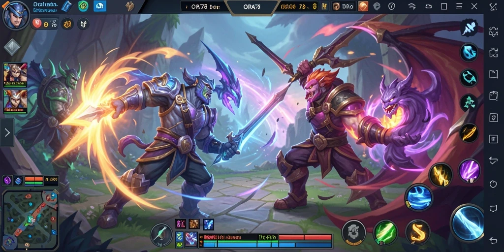 Gameplay mendebarkan dalam ORA78 dengan aksi MOBA yang seru.