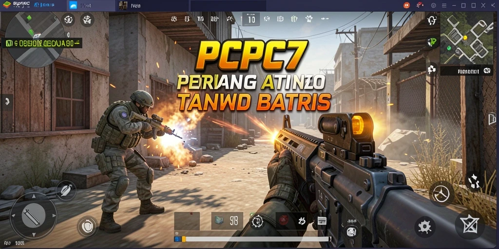 Tangkapan layar utama PCPC7 menunjukkan aksi pertempuran FPS yang mendebarkan.