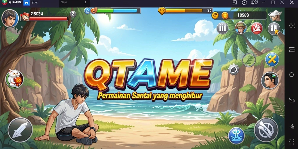 Tampilan gameplay QTGAME yang penuh warna dan menyenangkan.