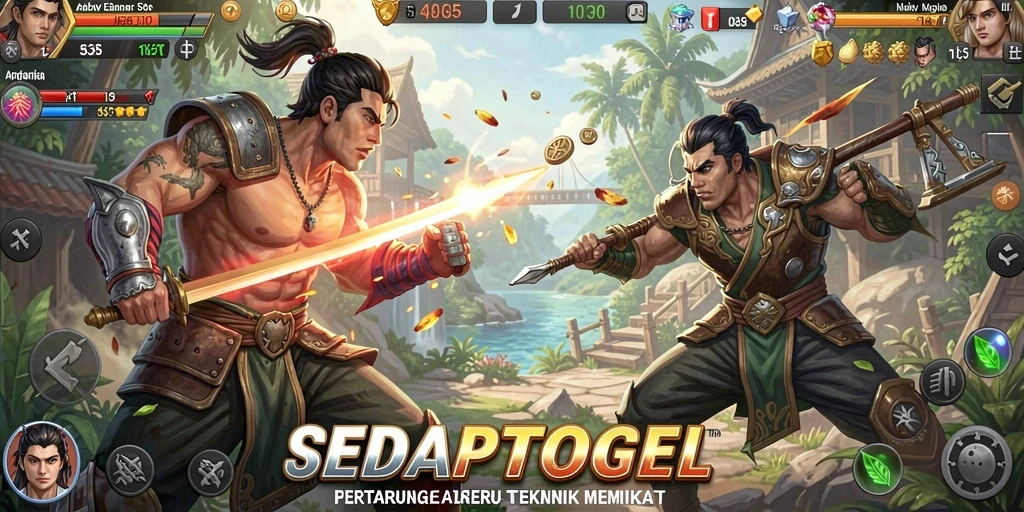 Screenshot gameplay SEDAPTOGEL menampilkan aksi pertarungan yang intens.