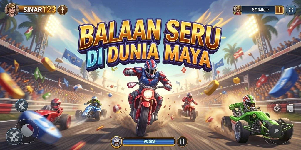 Tangkapan layar utama SINAR123, menampilkan momen seru balapan mobil.