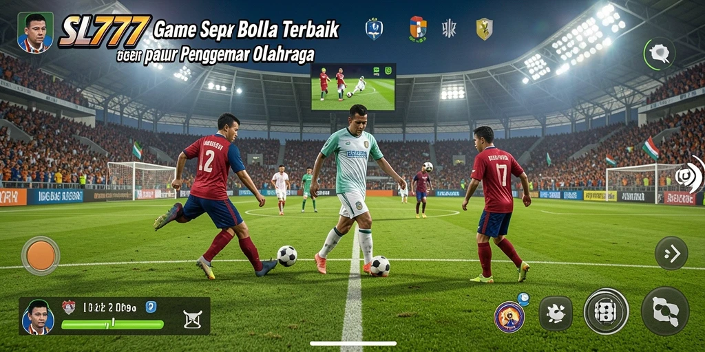 Tampilan gameplay SL777 yang memikat dan aksi penuh di lapangan sepak bola.