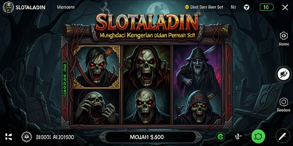 Gameplay menyeramkan dengan simbol-simbol horor yang mencekam.