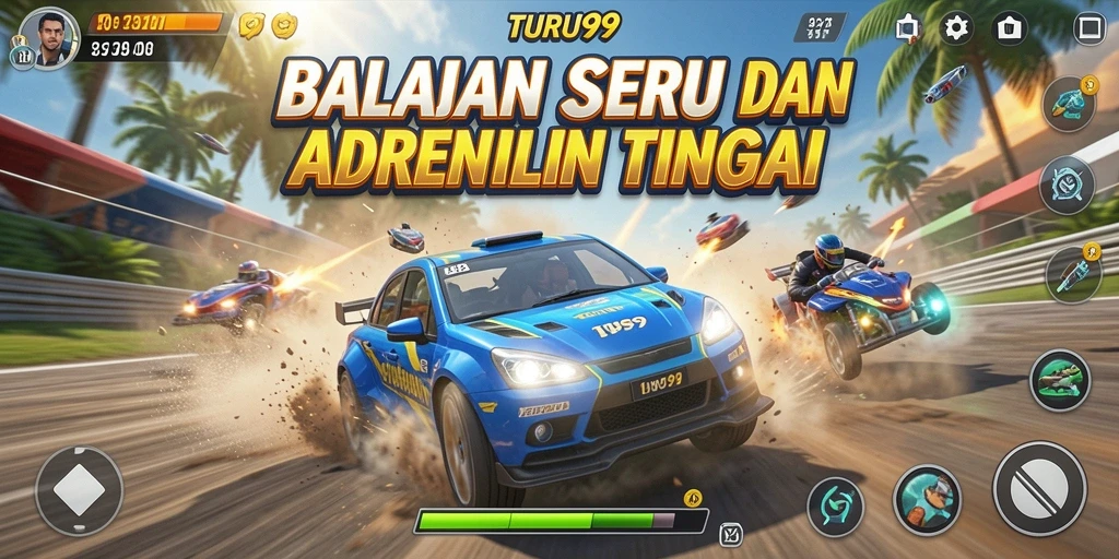 Gameplay intens TURU99 dengan balapan yang menegangkan.